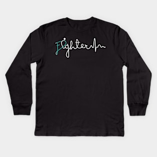 Fighter- Cervical Cancer Gifts Cervical Cancer Awareness Kids Long Sleeve T-Shirt